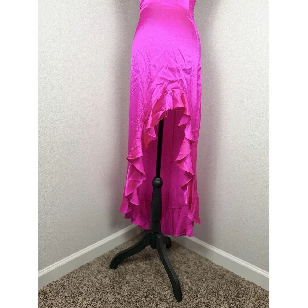 Amanda Uprichard Amalia Silk Gown Pink XS Ruffle High Low Dress